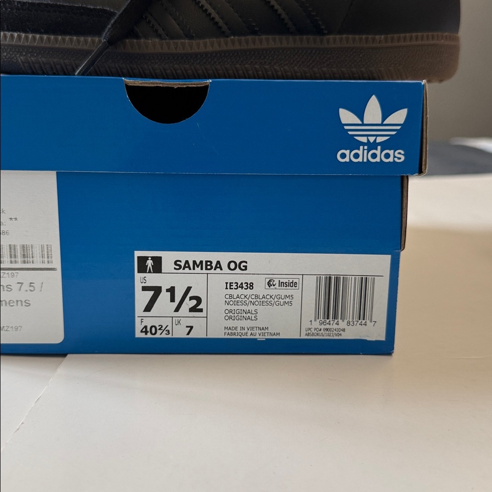 ADIDAS Samba OG Leather Sneakers with Blue Tongue Label - Picture 6 of 11